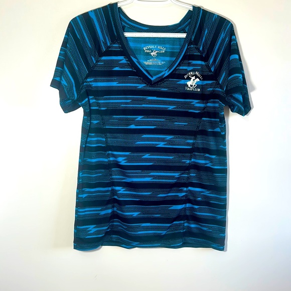 BEVERLY HILLS POLO CLUB V NECK WOMEN TOP IN SIZE LARGE - Picture 1 of 5